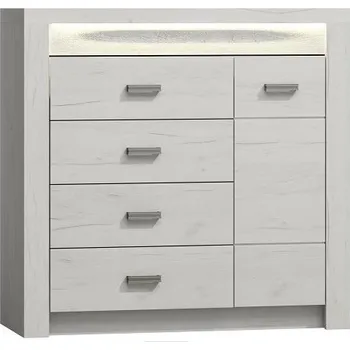 Komoda Kombinovaná komoda CHALAPATA - šířka 109 cm, dub kraft bílý