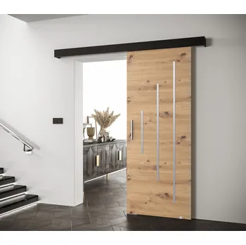Interiérové dveře Posuvné dveře se stříbrným úchytem SALOME 11 - dub artisan / černé