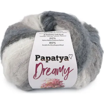 Příze Pletací příze Papatya Dreamy 100 g, střední, 6 (09) šedá