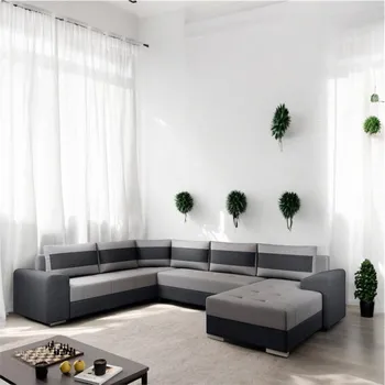 Sedací souprava Rohová rozkládací sedací souprava GEVANA 2 - šedá / černá