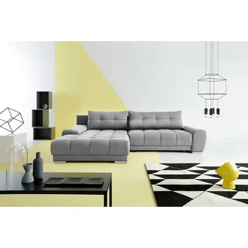 Sedací souprava Rohová sedačka na každodenní spaní HARUNA - šedá, levý roh