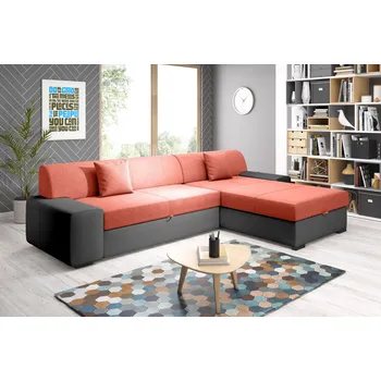 Sedací souprava Rohová sedací souprava CHRISTEL - černá / lososová, pravý roh