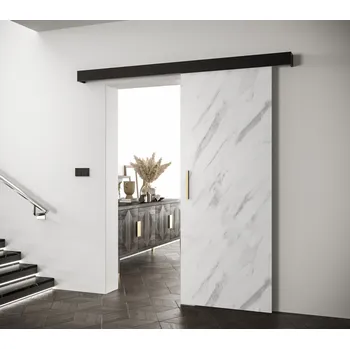 Interiérové dveře Posuvné dveře se zlatým úchytem SALOME 1 - bílý mramor / černé