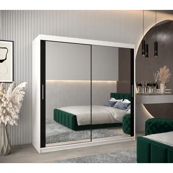 Šatní skříň Skříň s posuvnými dveřmi v šířce 200 cm TIMEA 3 - bílá / černá