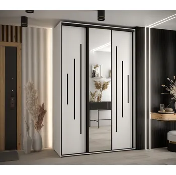 Šatní skříň Šatní skříň YVONA 13 - 160/45 cm, bílá / černá