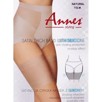 Dámské punčochy Samodržící pásky proti odírání stehen, velké, M natural