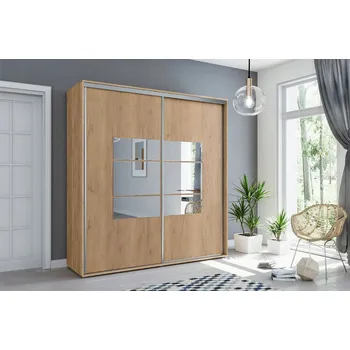Šatní skříň Šatní skříň se zrcadlem 100/215 ANASTACIO - dub craft zlatý