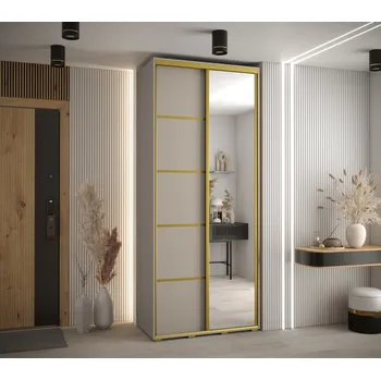 Šatní skříň Šatní skříň INDIRA 5 - 120/60 cm, kašmír / zlatá