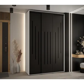 Šatní skříň Šatní skříň ASIRI 8 - 150/60 cm, bílá / černá / černá