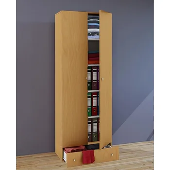 Šatní skříň Vcm Víceúčelová skříň Vandol I s dvířky včetně zásuvky, buk