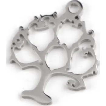 Brož Přívěsek / mezidíl z nerezové oceli vločka, strom života, čtyřlístek, list, velké, 2 platina strom života