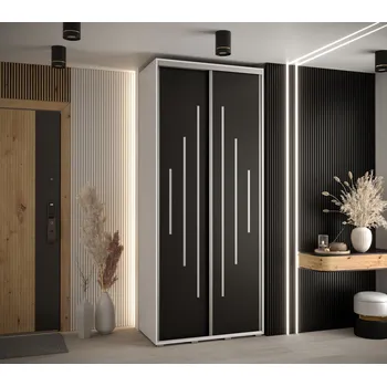 Šatní skříň Šatní skříň ASIRI 12 - 120/60 cm, bílá / černá / stříbrná