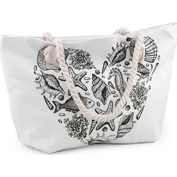 Plážová taška Letní / plážová taška 37x55 cm, velké, 4 bílá černá