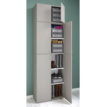 Botník Vcm Botník Lona XXL s otočnými dvířky s nástavcem, šedý