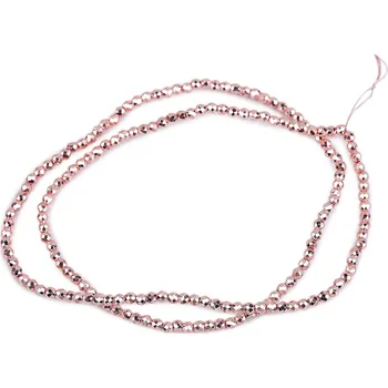 Korálek Skleněné korálky broušené ohňovky 2 mm metalické, na drátku, střední, 3 pudrová