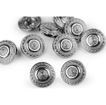 Knoflík Kovový knoflík velikost 28", velké, 3 nikl černý