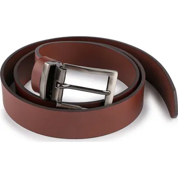 Opasek Pánský kožený pásek z buvolí kůže šíře 3,5 cm hladký, střední, 1 hnědá