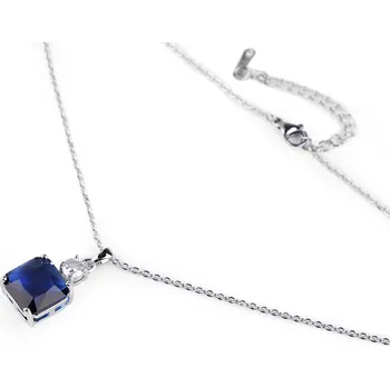 Náramek Náhrdelník z nerezové oceli s broušenými kamínky, střední, 2 sapphire stříbrná