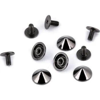 Ozdobný šroubovací hrot / nýt / nožičky na kabelky Ø9,5 mm, střední, 3 nikl černý