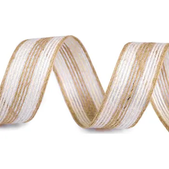 Stuha Jutová stuha šíře 25 mm, střední, 2 režná světlá