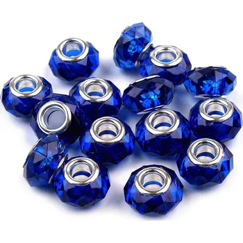 Dětské navlékací korálky Plastové korálky s ploškami s velkým průvlekem 14,5x9 mm, střední, 19 modrá námořnická