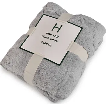 deka Deka plyšová, listy 150x200 cm, střední, 4 šedá holubí