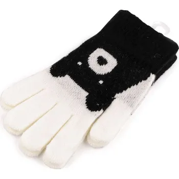 Rukavice Dětské pletené rukavice medvěd, velké, 7 krémová nejsvět.