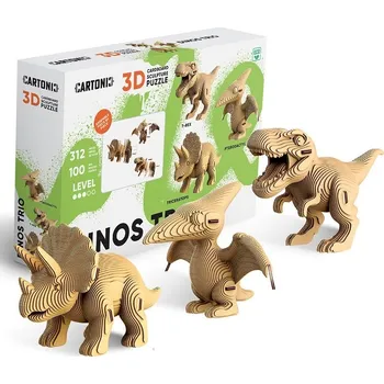 3D puzzle 3D skládačka z eko-kartonu: Dinos Trio, 312 dílků