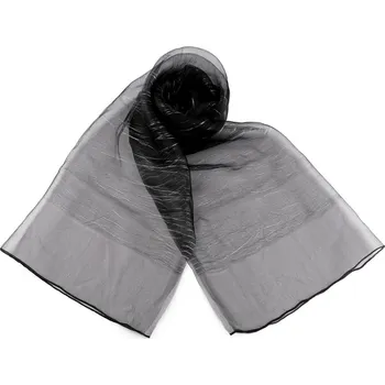 Šála Společenský šátek / šála s obsahem hedvábí a lurexem dvouvrstvý 70x190 cm, střední, 2 černá stříbrná