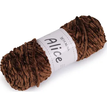 Příze Pletací žinylková příze Alice 100 g, střední, 25 hnědá