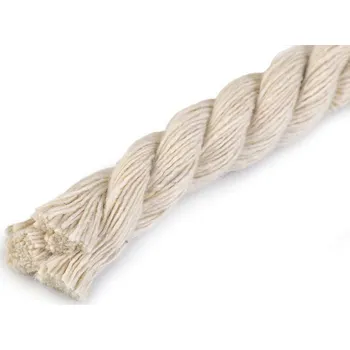 Bavlněná šňůra kroucená Ø12 mm macrame, střední, 1 režná světlá