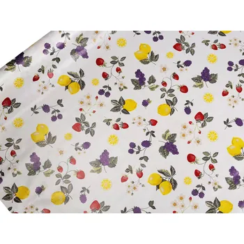 Ubrusovina PVC s textilním podkladem, střední, 29 bílá ovoce