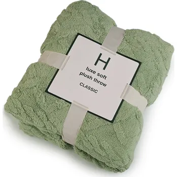 deka Deka plyšová, copánková 150x200 cm, střední, 4 zelená šalvěj tmavá