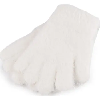 Rukavice Dětské pletené rukavice chlupaté, velké, 1 krémová nejsvět.