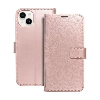 Pouzdro na mobilní telefon Pouzdro MEZZO Book pro IPHONE 14 Plus mandala zlaté růžové - OEM + zdarma možnost vyzkoušet a vrátit zboží do 30 dní