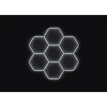 Kompletní LED hexagonové svítidlo bílé 6500 K, rozměr: 7 elementů 238 x 252 cm