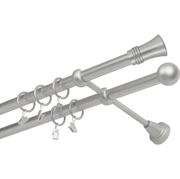 Garnýž Garnýž kovová dvouřadá 16mm Capri satina 100 cm (do stěny / kroužky s žabkou)