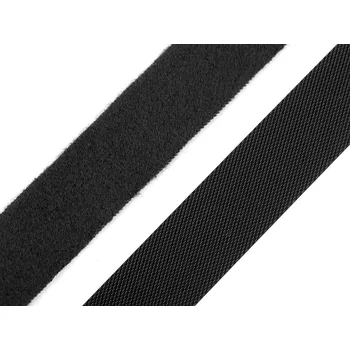 Nízkoprofilový suchý zip háček + plyš šíře 20 mm jemný, střední, 2 černá