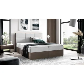 Postel Kontinentální postel 180x200 CHANTELLE 2 - tmavý dub / popelavá + topper ZDARMA
