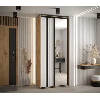 Šatní skříň Šatní skříň YVONA 7 - 100/45 cm, dub artisan / bílá / černá