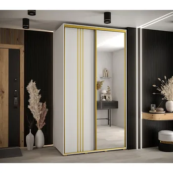 Šatní skříň Šatní skříň ASIRI 7 - 140/45 cm, bílá / zlatá