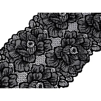 Krajka Elastická krajka / vsadka / běhoun šíře 15,5 cm, střední, 2 černá