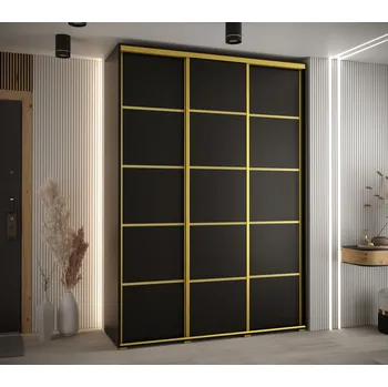 Šatní skříň Šatní skříň YVONA 4 - 170/45 cm, černá / zlatá