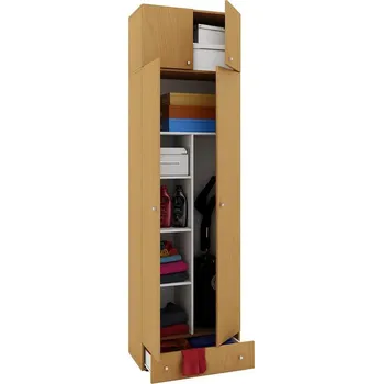 Koupelnový nábytek Vcm Úklidová skříňka Vandol ll s dvířky, horním uchycením, zásuvkou, buk