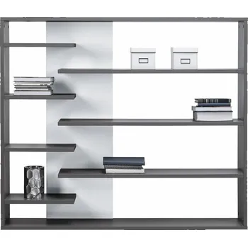 regál Regál MANKATO - šedý / lesklý bílý, levé provedení