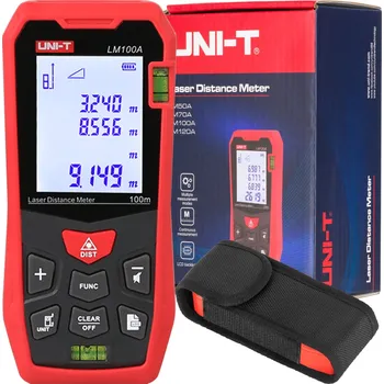 Měřící laser MĚŘIČ VZDÁLENOSTI DÁLKOMĚR UNI-T LM100A DOSAH 100M PAMĚŤ VODVÁHA TŘÍDA 2