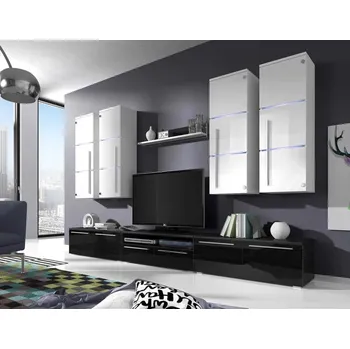 Obývací stěna Obývací stěna s LED osvětlením BEM - bílá / černá