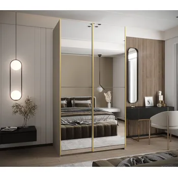 Šatní skříň Dvoudveřová skříň SAMARA 2 - 140 cm, kašmír / zlatá