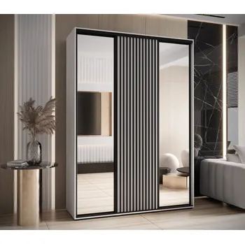 Šatní skříň Šatní skříň BAYLIN 2 - 170/45 cm, bílá / bílá / černá