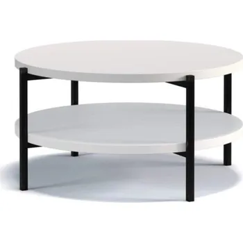 Konferenční stolek Kulatý konferenční stolek s úložným prostorem VILEM - matný bílý